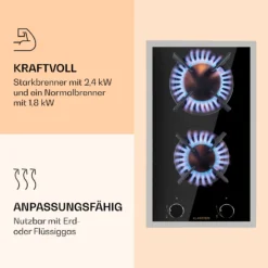 Goldflame Domino Prime Gaskochfeld 2-flammig Messing-Brenner Glaskeramik -Deutschland Klarstein Verkaufs-Shop 10037806 de 0004 logo