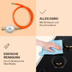 Goldflame Domino Prime Gaskochfeld 2-flammig Messing-Brenner Glaskeramik -Deutschland Klarstein Verkaufs-Shop 10037806 de 0006 logo