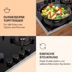 Goldflame Domino 4 Prime Gaskochfeld 4-flammig Messing-Brenner Glaskeramik -Deutschland Klarstein Verkaufs-Shop 10037807 de 0003 logo