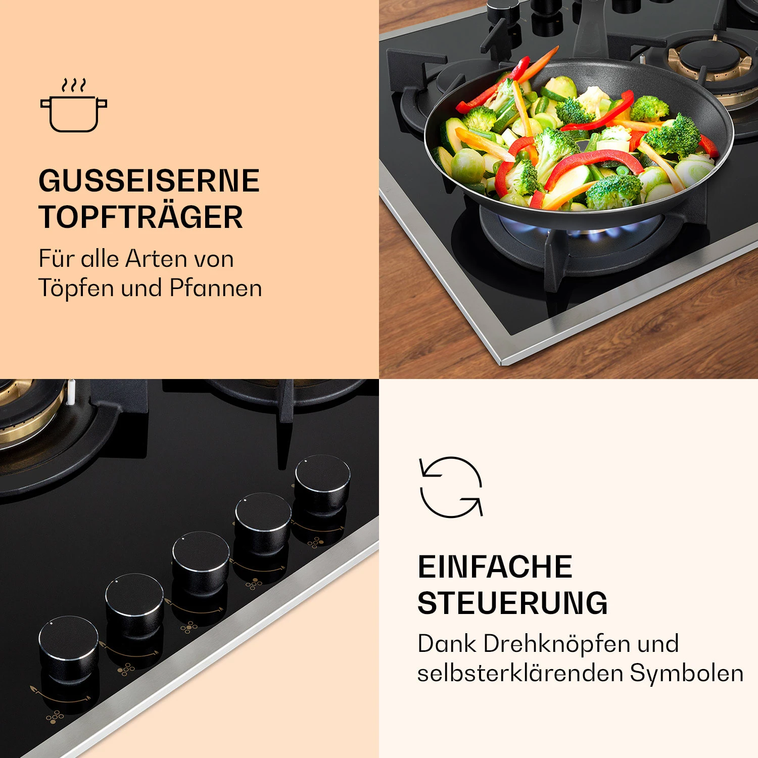 Goldflame 5 Prime Gaskochfeld 5-flammig Messing-Brenner Glaskeramik Goldflame 5 Prime Gaskochfeld 5-flammig Messing-Brenner Glaskeramik -Deutschland Klarstein Verkaufs-Shop 10037808 de 0003 logo