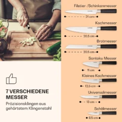 Kitano 8tlg. Messer-Set Mit Block 7 Messer Stahl Edler Holzblock -Deutschland Klarstein Verkaufs-Shop 10037814 de 0004 logo