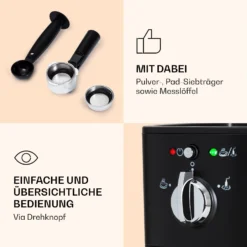 Passionata 20 Espressomaschine 20 Bar 6 Tassen 1,25 Liter Milchschaum -Deutschland Klarstein Verkaufs-Shop 10037855 de 0006 logo