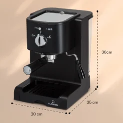 Passionata 20 Espressomaschine 20 Bar 6 Tassen 1,25 Liter Milchschaum -Deutschland Klarstein Verkaufs-Shop 10037855 yy 0007 dimensions
