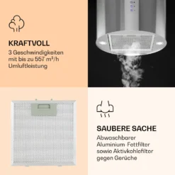 Barella Dunstabzugshaube 35,5 X 93,5 X 43 Cm Umluft 557 M³/h LED Aktivkohlefilter -Deutschland Klarstein Verkaufs-Shop 10037864 de 0004 logo