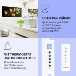 Wonderwall Air Art Smart Infrarotheizung Goldenes Blatt 120x60cm 700W -Deutschland Klarstein Verkaufs-Shop 10037920 de 0004 logo