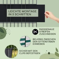 Sichtschutzstreifen Gartenzaun PVC 450 G/m² 50x19cm Clips -Deutschland Klarstein Verkaufs-Shop 10037983 de 0004 usp