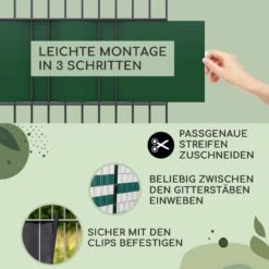 Sichtschutzstreifen Zaunblenden PVC-Hartplastik 2,53 X 0,19 M -Deutschland Klarstein Verkaufs-Shop 10037994 de 0004 usp