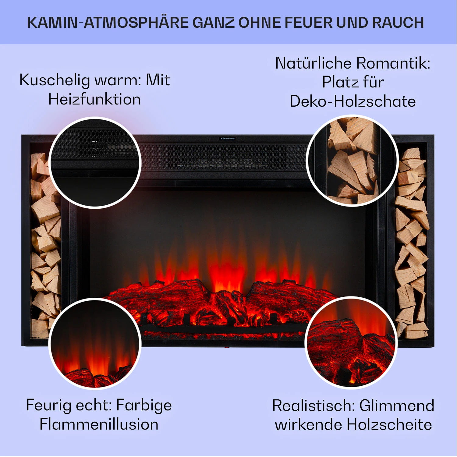 Villarrica Elektrokamin 1900 W LED-Technik Wandeinbau Fernbedienung Villarrica Elektrokamin 1900 W LED-Technik Wandeinbau Fernbedienung -Deutschland Klarstein Verkaufs-Shop 10038007 de 0002 usp