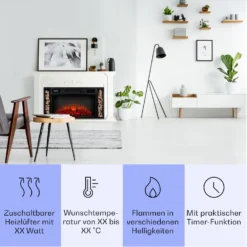 Villarrica Elektrokamin 1900 W LED-Technik Wandeinbau Fernbedienung 2 Villarrica Elektrokamin 1900 W LED-Technik Wandeinbau Fernbedienung -Deutschland Klarstein Verkaufs-Shop 10038007 de 0003 usp