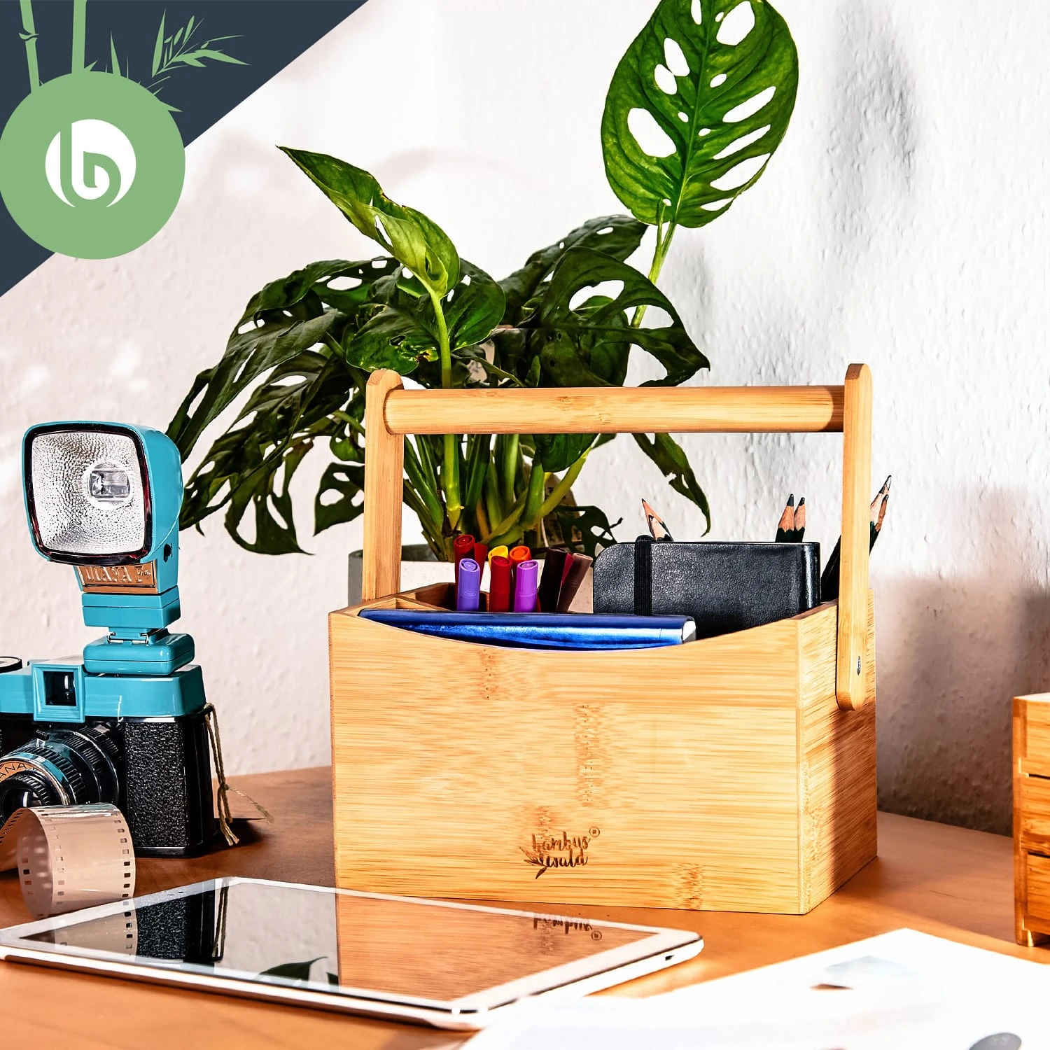 Schreibtischorganizer Tragegriff 4 Fächer 22,5x12x17cm Bambus Schreibtischorganizer Tragegriff 4 Fächer 22,5x12x17cm Bambus -Deutschland Klarstein Verkaufs-Shop 10038011 yy 0002 logo