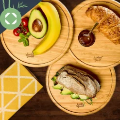 3er-Set Bambus-Frühstücksbrett Rund 25 X 1,6 X Cm (ØxH) Pflegeleicht -Deutschland Klarstein Verkaufs-Shop 10038082 yy 0004 logo