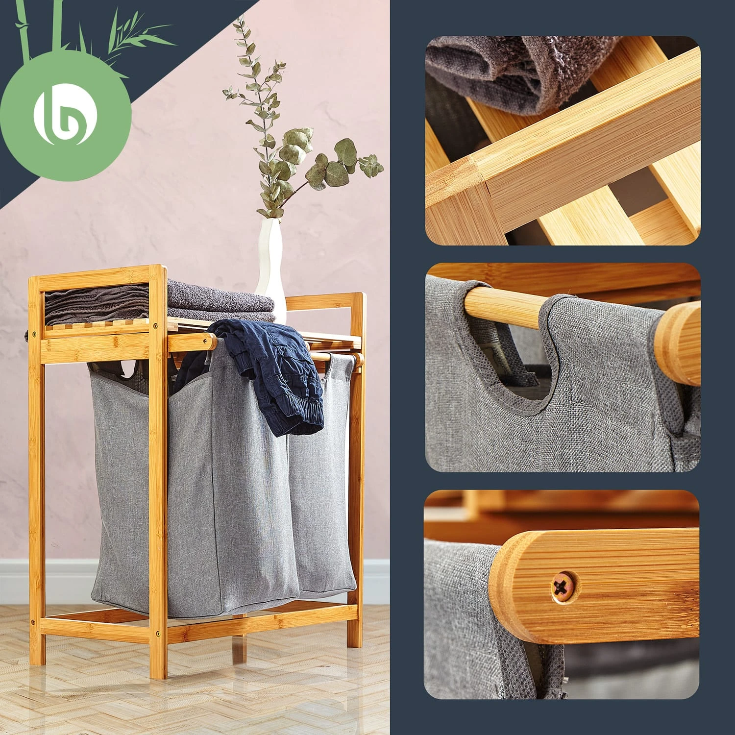 Wäschestation 2 herausnehmbare Säcke Bambus Baumwolle Wäschestation 2 Herausnehmbare Säcke Bambus Baumwolle -Deutschland Klarstein Verkaufs-Shop 10038102 yy 0002 logo