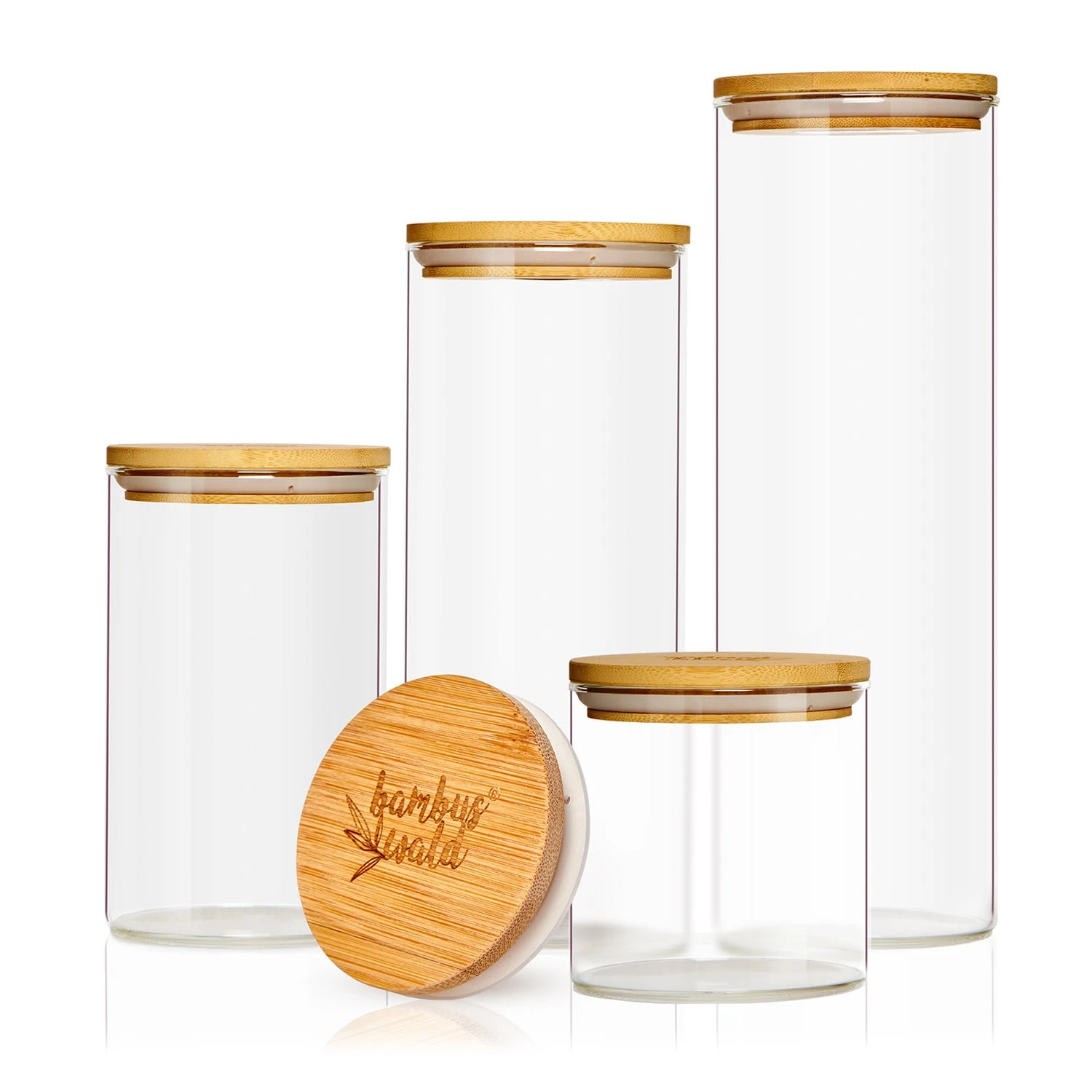 Rundes Glas mit Bambusdeckel 4er-Set Inhalt: 600 ml, 1000 ml, 1500 ml, 1800 ml Rundes Glas Mit Bambusdeckel 4er-Set Inhalt: 600 Ml, 1000 Ml, 1500 Ml, 1800 Ml -Deutschland Klarstein Verkaufs-Shop 10038254 yy 0001 titel