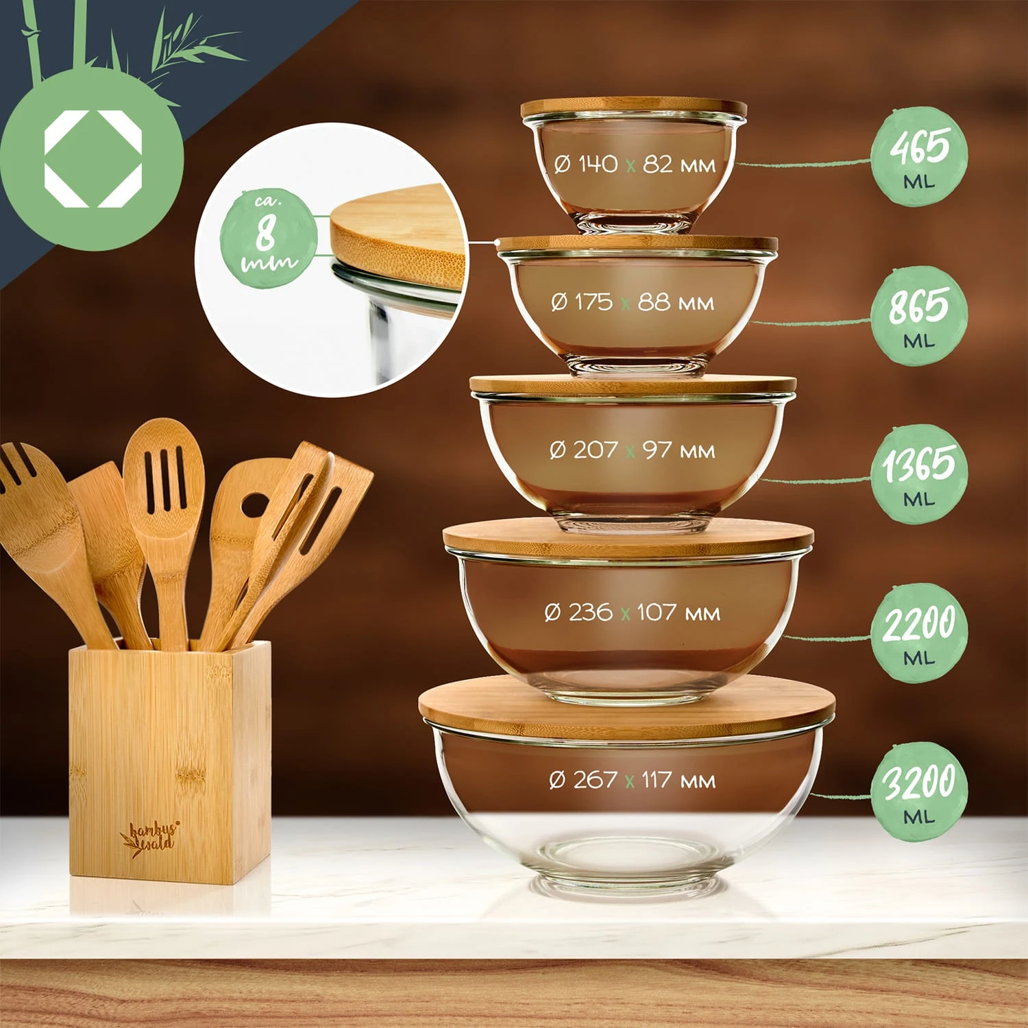 Glasschüssel 2200 ml Bambusdeckel verschließbar BPA-frei Größe L Glasschüssel 2200 Ml Bambusdeckel Verschließbar BPA-frei Größe L -Deutschland Klarstein Verkaufs-Shop 10038270 yy 0008 logo