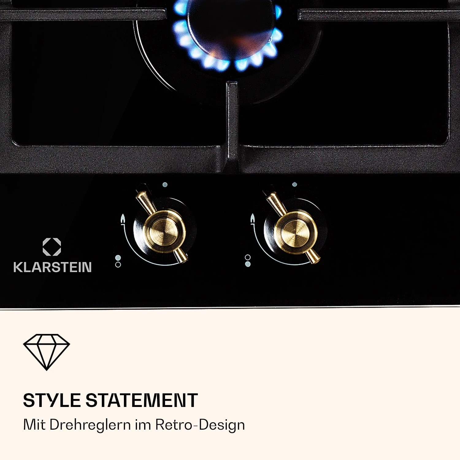 Victoria Domino Gaskochfeld 2-flammig Sabaf-Brenner Glaskeramik Retro-Look Victoria Domino Gaskochfeld 2-flammig Sabaf-Brenner Glaskeramik Retro-Look -Deutschland Klarstein Verkaufs-Shop 10038374 de 0006 logo