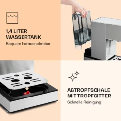 Pausa Espressomaker 1350 Watt 20 Bar Druck Wassertank: 1,4 Liter Edelstahl -Deutschland Klarstein Verkaufs-Shop 10038393 de 0007 logo