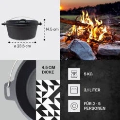 Galloway Dutch Oven 4.5 BBQ-Topf Gusseisen Größe S / 4.5 Qt 3 Galloway Dutch Oven 4.5 BBQ-Topf Gusseisen Größe S / 4.5 Qt -Deutschland Klarstein Verkaufs-Shop 10038580 de 0004 usp
