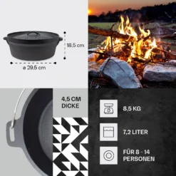 Galloway Dutch Oven 9.0 BBQ-Topf Gusseisen Größe L / 9 Qt -Deutschland Klarstein Verkaufs-Shop 10038582 de 0004 usp