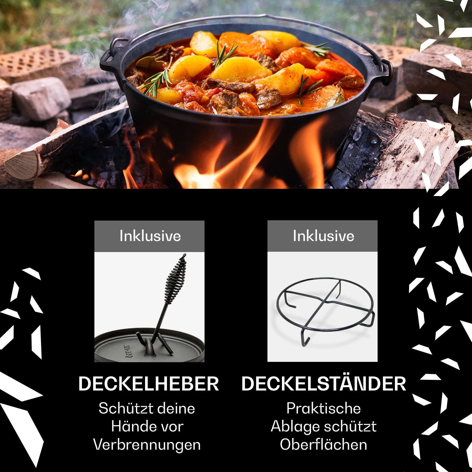 Galloway Dutch Oven 9.0 BBQ-Topf Gusseisen Standfüße Größe L / 9 qt Galloway Dutch Oven 9.0 BBQ-Topf Gusseisen Standfüße Größe L / 9 Qt -Deutschland Klarstein Verkaufs-Shop 10038586 de 0002 usp