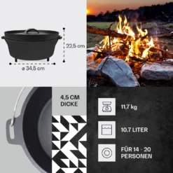 Galloway Dutch Oven 12.0 BBQ-Topf Gusseisen Standfüße Größe XL / 12 Qt -Deutschland Klarstein Verkaufs-Shop 10038587 de 0004 usp