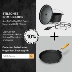 Galloway Dutch Oven 12.0 BBQ-Topf Gusseisen Standfüße Größe XL / 12 Qt -Deutschland Klarstein Verkaufs-Shop 10038587 de 0007 usp