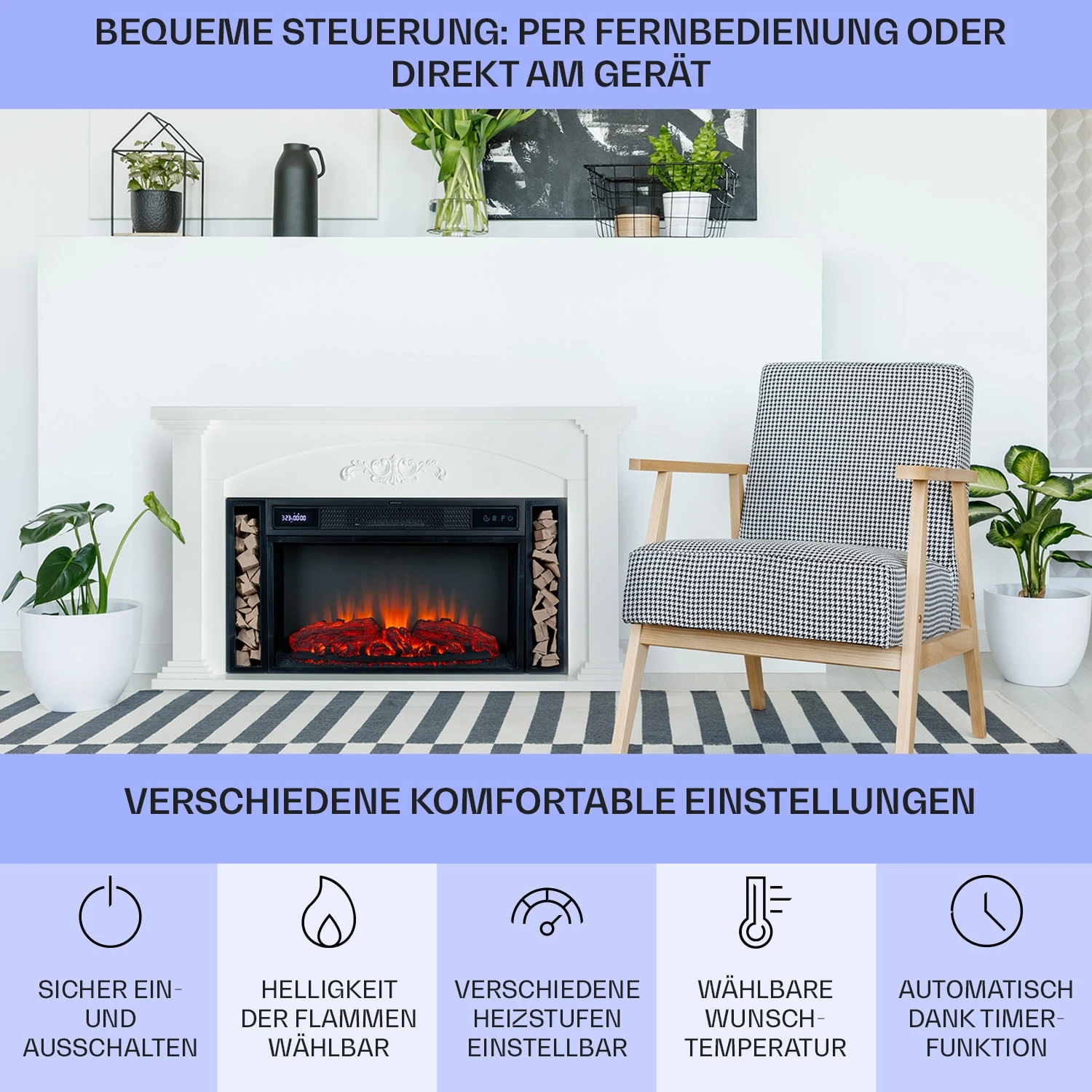 Saint Helens Elektrokamin 1900 W LED-Technik Fernbedienung Saint Helens Elektrokamin 1900 W LED-Technik Fernbedienung -Deutschland Klarstein Verkaufs-Shop 10038615 de 0006 usp