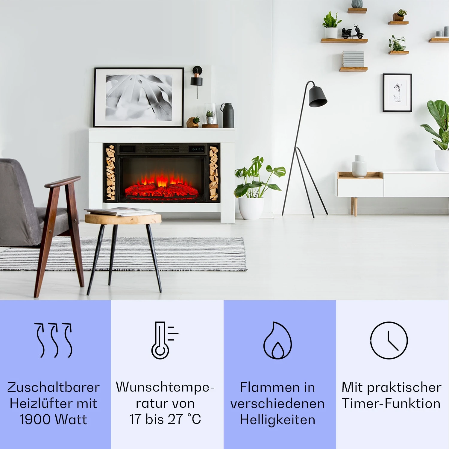 Studio Loft 2 Elektrokamin 1900 W LED-Technik Fernbedienung Studio Loft 2 Elektrokamin 1900 W LED-Technik Fernbedienung -Deutschland Klarstein Verkaufs-Shop 10038617 de 0003 usp