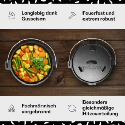 Guernsey Premium Dutch Oven 9.0 BBQ-Topf Gusseisen Voreingebrannt Größe L / 9 Qt -Deutschland Klarstein Verkaufs-Shop 10038639 de 0003 usp