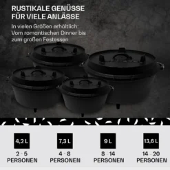 Guernsey Premium Dutch Oven 4.5 BBQ-Topf Gusseisen Größe S / 4.5 Qt -Deutschland Klarstein Verkaufs-Shop 10038641 de 0006 usp