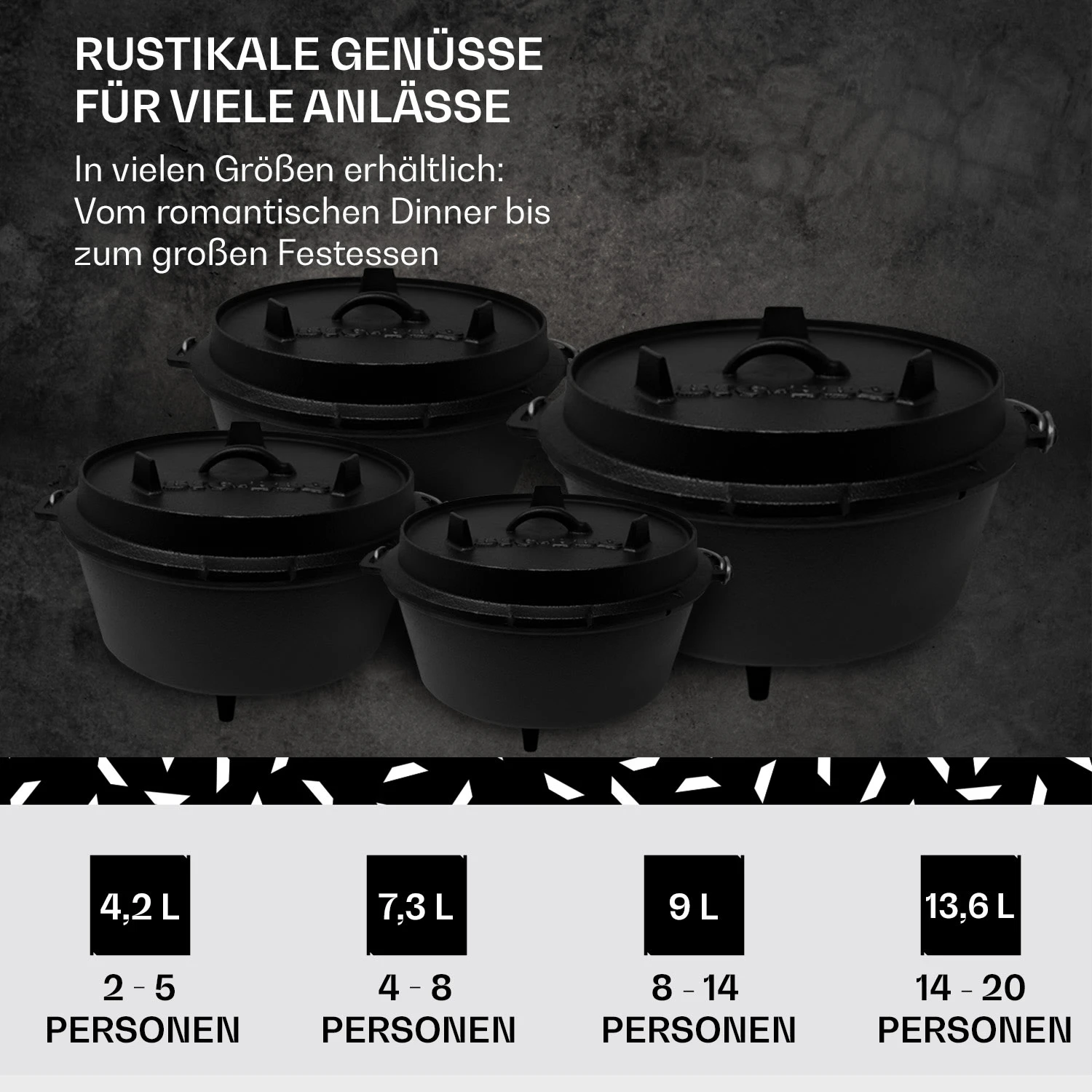 Guernsey Premium Dutch Oven 6.0 BBQ-Topf Gusseisen Standfüße Größe M / 6 qt Guernsey Premium Dutch Oven 6.0 BBQ-Topf Gusseisen Standfüße Größe M / 6 Qt -Deutschland Klarstein Verkaufs-Shop 10038642 de 0006 usp