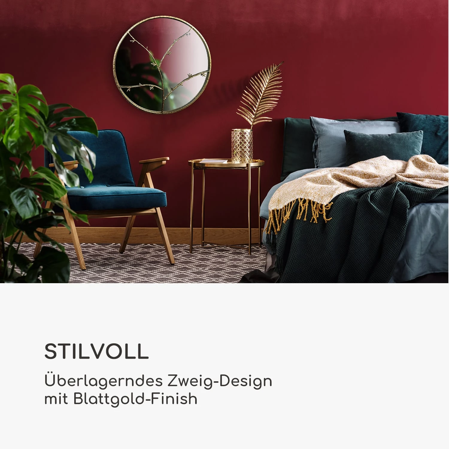 Berkeley Wandspiegel Metallrahmen rund Ø 80 cm Zweig-Design Berkeley Wandspiegel Metallrahmen Rund Ø 80 Cm Zweig-Design -Deutschland Klarstein Verkaufs-Shop 10039502 de 0002 logo