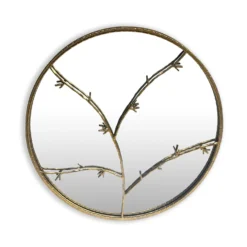 Berkeley Wandspiegel Metallrahmen Rund Ø 80 Cm Zweig-Design