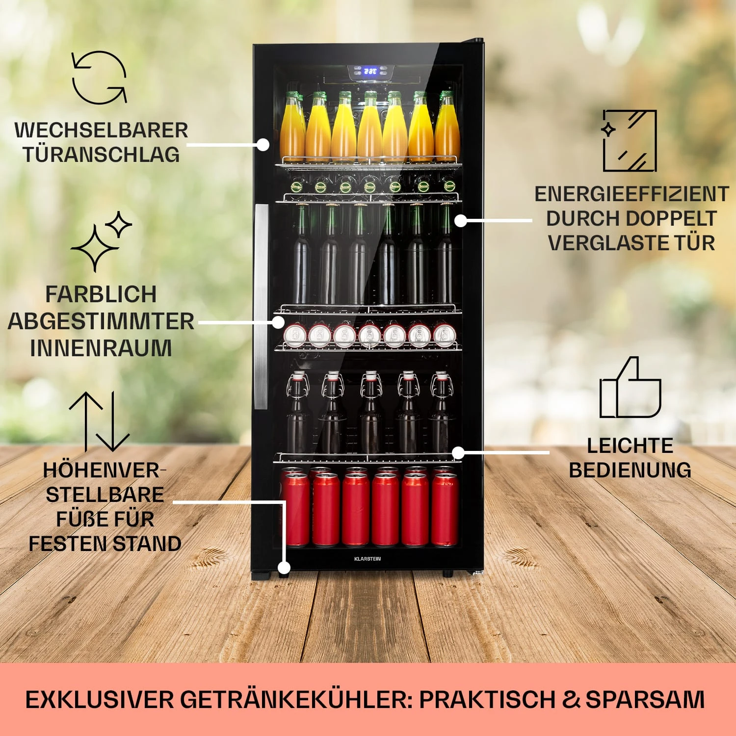 Beersafe 7XL Kühlschrank 242 Liter 5 Böden Panoramaglastür Edelstahl Beersafe 7XL Kühlschrank 242 Liter 5 Böden Panoramaglastür Edelstahl -Deutschland Klarstein Verkaufs-Shop 10039513 DE 0005 usp