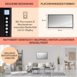 La Palma 1000 Smart 2-in-1 Heizgerät Infrarot Konvektor 120x60cm 1000W Spiegel -Deutschland Klarstein Verkaufs-Shop 10039835 de 0006 usp