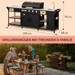 Jersey Outdoor Kitchen Gasgrill Spüle 20,7 KW 5+1 Brenner Mobil -Deutschland Klarstein Verkaufs-Shop 10039854 de 0006 usp