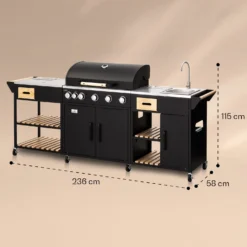Jersey Outdoor Kitchen Gasgrill Spüle 20,7 KW 5+1 Brenner Mobil -Deutschland Klarstein Verkaufs-Shop 10039854 yy 0008 dimensions