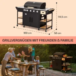 Jersey Outdoor Kitchen Gasgrill 20,7 KW 5+1 Brenner Mobil Regenschutz -Deutschland Klarstein Verkaufs-Shop 10039855 de 0006 usp