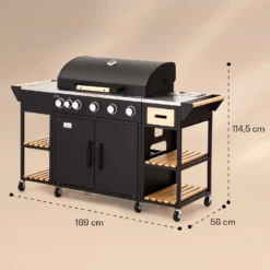 Jersey Outdoor Kitchen Gasgrill 20,7 KW 5+1 Brenner Mobil Regenschutz -Deutschland Klarstein Verkaufs-Shop 10039855 yy 0008 dimensions