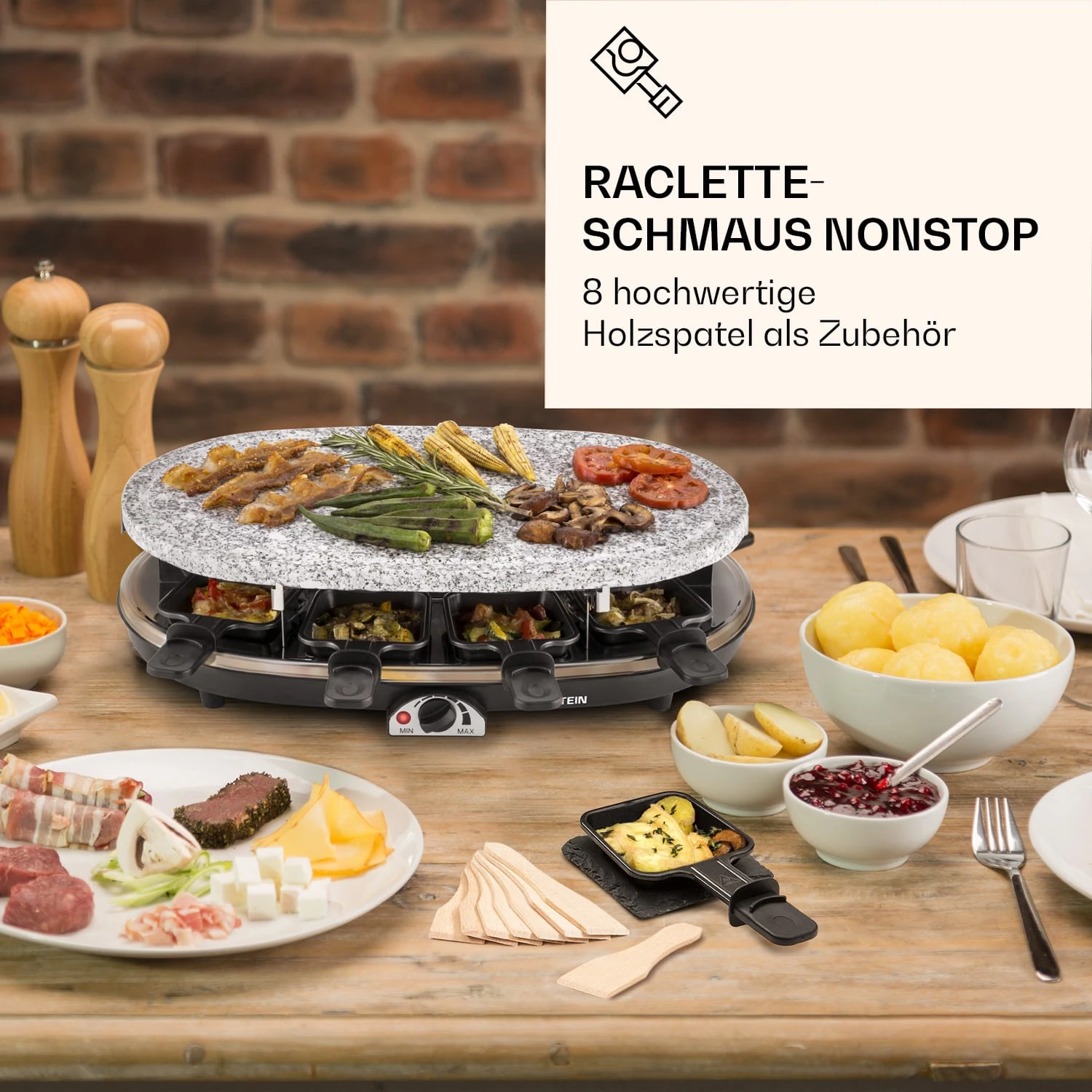 Raclette Spatulas Holzspatel Pfannenwender Zubehör 8 Stück für Raclette-Pfännchen Raclette Spatulas Holzspatel Pfannenwender Zubehör 8 Stück Für Raclette-Pfännchen -Deutschland Klarstein Verkaufs-Shop 10039924 de 0002 logo