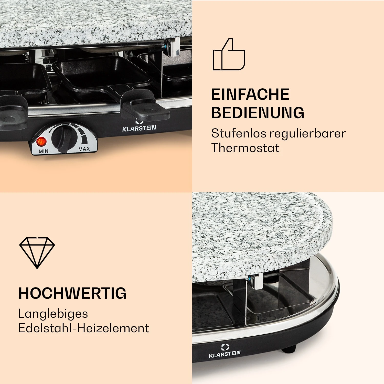 Steaklette Raclette Raclette-Grill mit Zubehör für 8 Personen Steaklette Raclette Raclette-Grill Mit Zubehör Für 8 Personen -Deutschland Klarstein Verkaufs-Shop 10039925 de 0003 logo