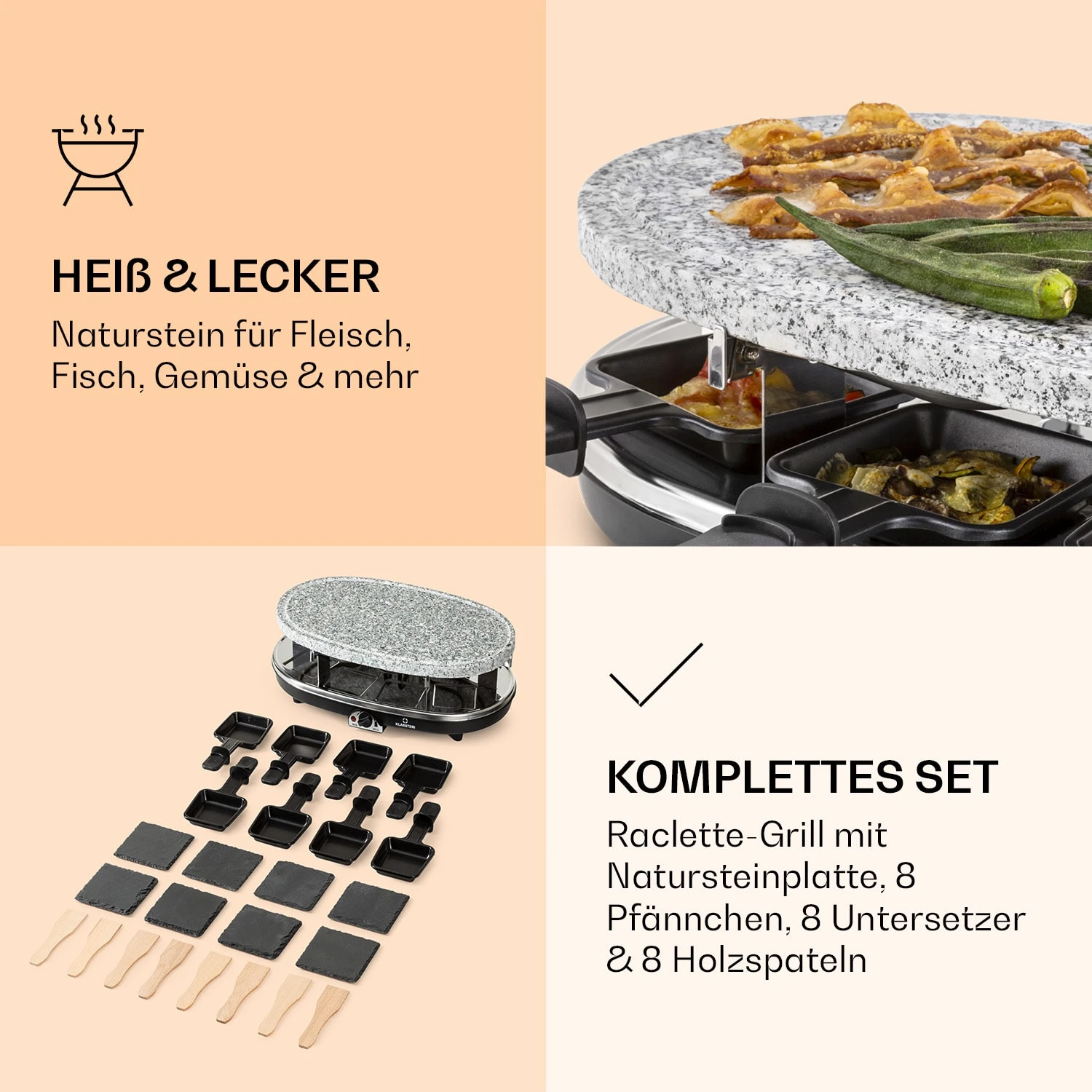 Steaklette Raclette Raclette-Grill mit Zubehör für 8 Personen Steaklette Raclette Raclette-Grill Mit Zubehör Für 8 Personen -Deutschland Klarstein Verkaufs-Shop 10039925 de 0004 logo