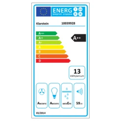 >Aurora Eco 60 Dunstabzugshaube 550 M³/h 60cm Kopffrei Ambientelicht EEC A+ -Deutschland Klarstein Verkaufs-Shop 10039928 energy label