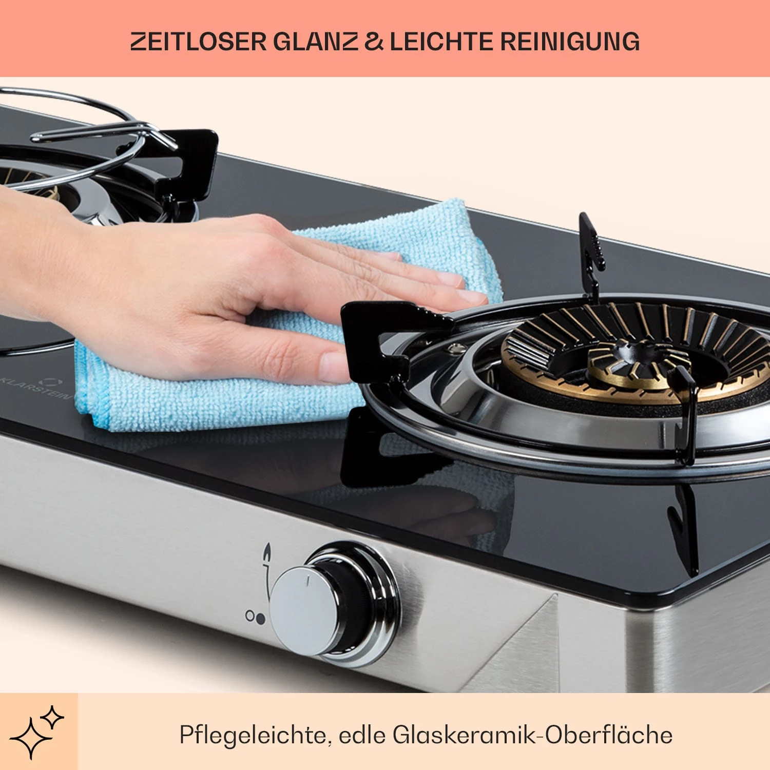 Barzona 2 Campingkocher 2 Brenner 3,4 & 4,3 kW Glasplatte Edelstahl Barzona 2 Campingkocher 2 Brenner 3,4 & 4,3 KW Glasplatte Edelstahl -Deutschland Klarstein Verkaufs-Shop 10040044 de 0007 usp