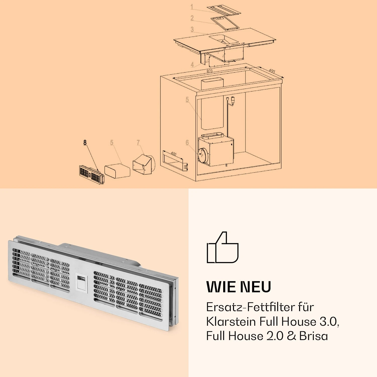 Fettfilter für Dunstabzugshaube Full House 3.0, Full House 2.0 & Brisa Fettfilter Für Dunstabzugshaube Full House 3.0, Full House 2.0 & Brisa -Deutschland Klarstein Verkaufs-Shop 10040068 de 0002 logo