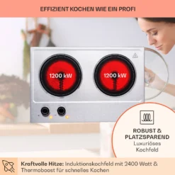 Ramsey Doppel-Kochfeld 2400W 11 Leistungsstufen Glaskeramik -Deutschland Klarstein Verkaufs-Shop 10040070 de 0003 usp