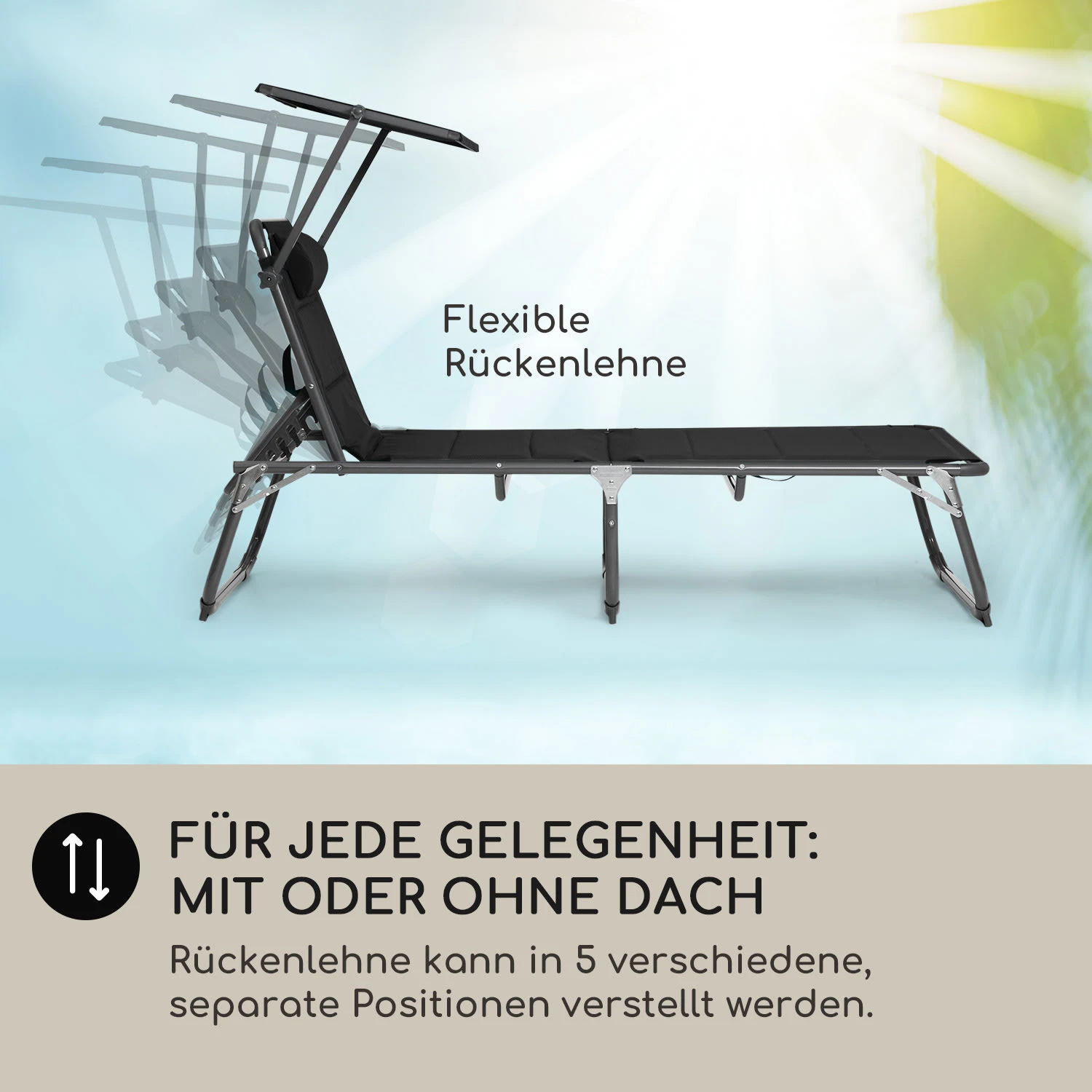 Amalfi Sonnenliege 70 x 37 x 200 cm Sonnenblende 5-stufige Rückenlehne Stahlrohr witterungsbeständig Amalfi Sonnenliege 70 X 37 X 200 Cm Sonnenblende 5-stufige Rückenlehne Stahlrohr Witterungsbeständig -Deutschland Klarstein Verkaufs-Shop 10040101 de 0002 logo