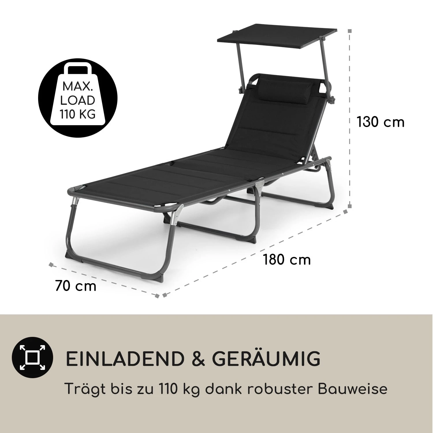 Amalfi Sonnenliege 70 x 37 x 200 cm Sonnenblende 5-stufige Rückenlehne Stahlrohr witterungsbeständig Amalfi Sonnenliege 70 X 37 X 200 Cm Sonnenblende 5-stufige Rückenlehne Stahlrohr Witterungsbeständig -Deutschland Klarstein Verkaufs-Shop 10040101 de 0004 logo