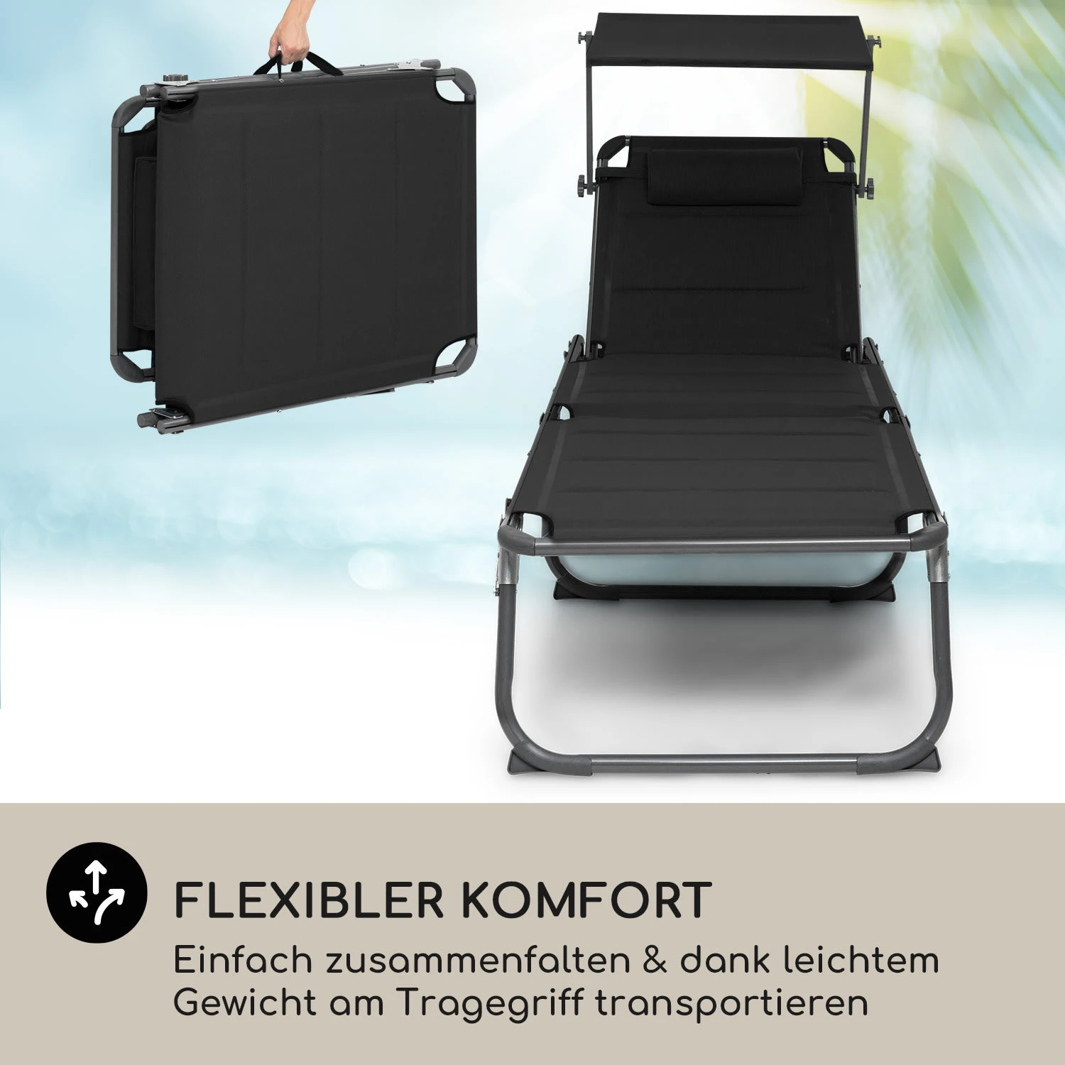 Amalfi Sonnenliege 70 x 37 x 200 cm Sonnenblende 5-stufige Rückenlehne Stahlrohr witterungsbeständig Amalfi Sonnenliege 70 X 37 X 200 Cm Sonnenblende 5-stufige Rückenlehne Stahlrohr Witterungsbeständig -Deutschland Klarstein Verkaufs-Shop 10040101 de 0005 logo