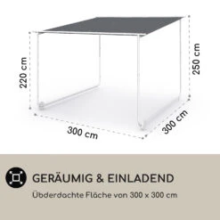 Nantes Pavillon Gazebo Sonnendach 3x3m Polyester Stahlrahmen UV50+ Bodenrollen -Deutschland Klarstein Verkaufs-Shop 10040107 de 0004 logo