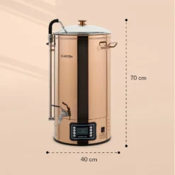 Mundschenk Maischekessel, Bierbrauanlage, 2500 W, 30 L, 9 Programme -Deutschland Klarstein Verkaufs-Shop 10040144 yy 0007 dimensions